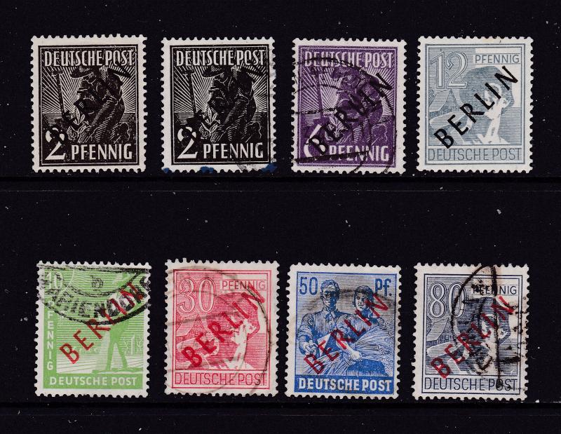 West Berlin a small lot of earlies,4 black & 4 red overprints