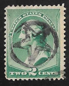 213 2 cent SUPERB FANCY CANCEL Washington, Green used F-VF