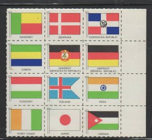 Block of 12 Flags of the World Stamps NG 