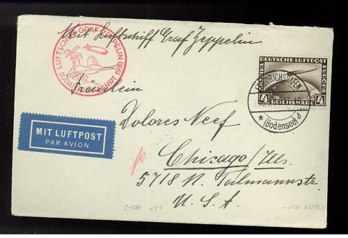 1930 Germany Graf Zeppelin South America Cover  w # C37