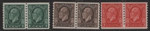 Canada Sc#205-207 M/NH/VF, pairs, complete set, CV. $175