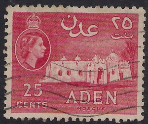 Aden 1953 – 63 QE2 25ct Carmine Red used SG 54 ( J1257 ) 