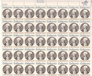 US Stamp - 1977 Marquis de Lafayette - 40 Stamp Sheet -   #1716