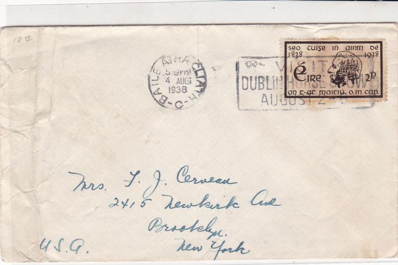 Ireland Eire 1938 Visit Dublin Horse Show Slogan Cancel Stamps Cover ref 22088