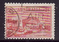 Australia-Sc#133-used 2p red Sydney Bridge-1932-