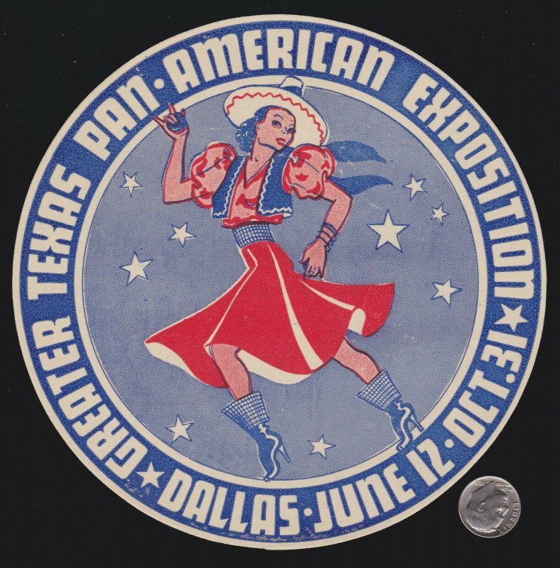 US 1937 Texas Pan-American Expo Cinderella Stamp Dancing Cowgirl SCARCE! Mint NH