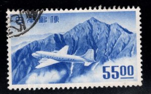 Japan  Scott C19 Used Plane at Mt. Tsurugi-dake scarce  1952 stamp