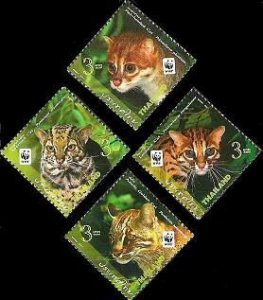 Thailand 2011 50 years of WWF Wild cats set of 4 stamps MNH