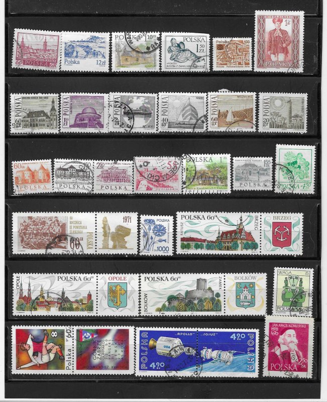 Poland Collection of 30 Different Old Used/CTO Off Paper Stamps