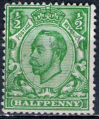 Great Britain; 1911: Sc. # 151: *+/MLH Gumless Single Stamp