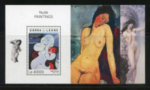 SIERRA LEONE 2018 MODIGLIANI NUDE PAINTINGS  SOUVENIR SHEET MINT NEVER HINGED