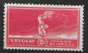 URUGUAY SG464 1924 OLYMPIC FOOTBALL WINNERS 2c RED MTD MINT