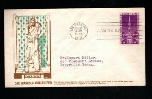 USA #852-5- (S.F Worlds Fair) -Cachet Craft FDC - SF, CA 2/18/1939