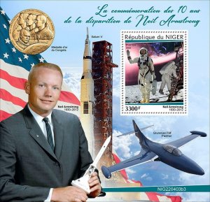 NIGER - 2022 - Neil Armstrong,10th Death Anniv-Perf Souv Sheet-Mint Never Hinged
