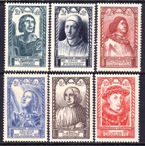 France 1946 15th Century Portraits - Relief Fund Complete MNH Set SC B207-B212