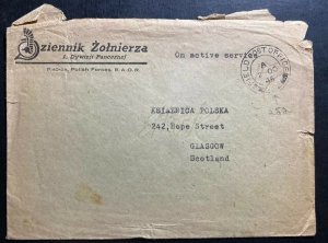 1946 Polish Field POst Office In England OAS Cover To Glasgow Scotland