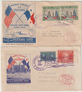 2 Panama 1939 Maiden Voyage SS Panama Flags Cover