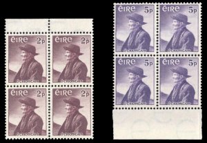 Ireland #159-160 Cat$36, 1957 O'Crohan, set of two in blocks of four, never h...