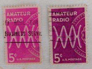 US #1260 Used/Fine 5c Amateur Radio,  1964, Color difference