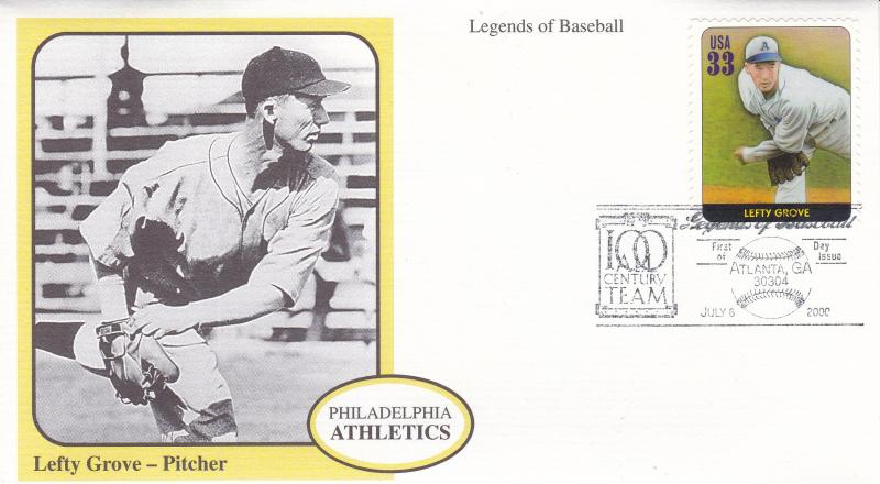 United States 2000 7 Legends of Baseball First Day Covers Color Cachet  VF