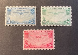 *US Airmail Stamps #C20, #C21, and #C22, Mint. #C22 is hinged, others are NH