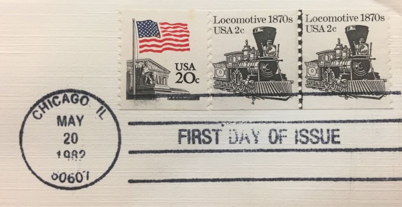 US #1897A FDC PAIR JLP P#4 + #1895 First Day Cover - Locomotive 1870s 2c