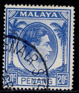 MALAYSIA - Penang GVI SG15, 20c bright blue, FINE USED.