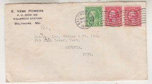 UNITED STATES, 1936 cover, Baltimore to Netherlands East Indies, 1c., 2c. (2).