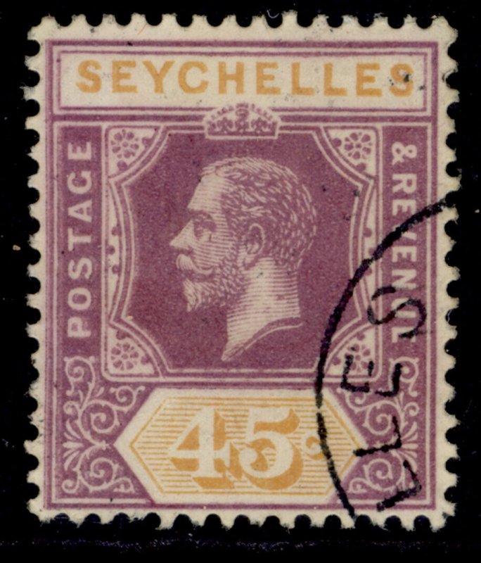 SEYCHELLES GV SG91, 45c dull purple & orange, FINE USED. Cat £48.