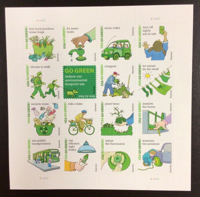 4524 Go Green Miniature Sheet of 16   MNH (44 c)  FV $7.04   2011