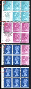 GB 1972 Machin FCP/PVA cyl panes ex Aug72 50p unmounted mint good perfs: ½p B7