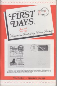 1982 First DaysJournal February USA Only.