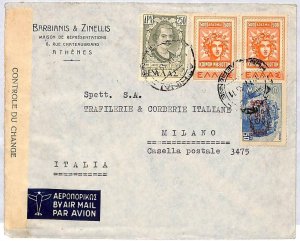 ai2378 - GREECE - Postal History - CENSORED COVER to ITALY - 1949