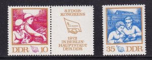 German Democratic Republic DDR  #1376-1377 MNH 1972  trade unions