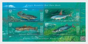 2021 Kyrgyzstan KEP Fish - Red Book MS4 (Scott 152a) MNH