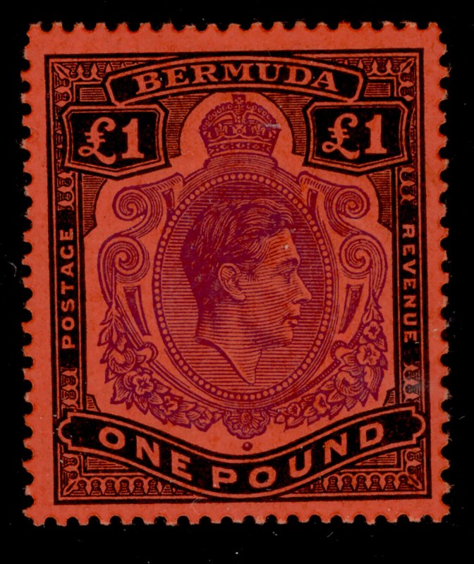 BERMUDA SG121e, £1 bright violet and black/scarlet, NH MINT. Cat £180. PERF 13