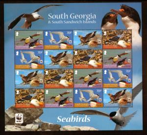 SOUTH GEORGIA QEII WWF 4x4 S/Sheet 16 var 2012 SUPERB MNH