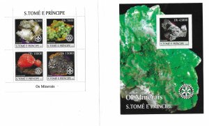 St Thomas and Prince Islands 2004 Minerals Rotary Sheet & S/S MNH C1