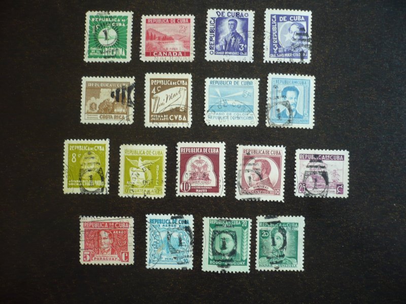 Stamps - Cuba - Scott#340,343-354,C25-C26,C28-C29 Used Partial Set of 17 Stamps