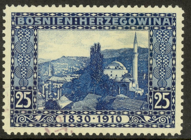 BOSNIA AND HERZEGOVINA 1910 25h Mosque Franz Joseph Birthday Sc 53 VFU