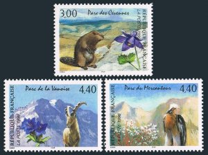 France 2514-2516,MNH.Mi 3145-47. National Parks,1996.Cevennes,Vanoise,Mercantour