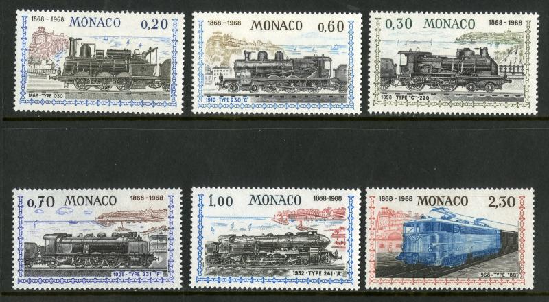 MONACO 692-697 MNH SCV $11.90 BIN $6.00 TRAINS