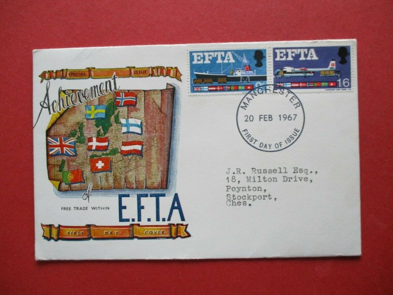 SG715-6 Great Britain Elizabeth II 1967 EFTA First Day Cover Manchester Postmark