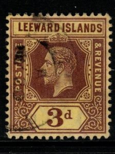 LEEWARD ISLANDS SG51 1913 3d PURPLE/YELLOW FINE USED