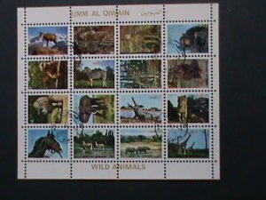 UMM AL QIWAIN- AFRICAN WILD ANIMALS CTO MINI SHEET, VERY FINE