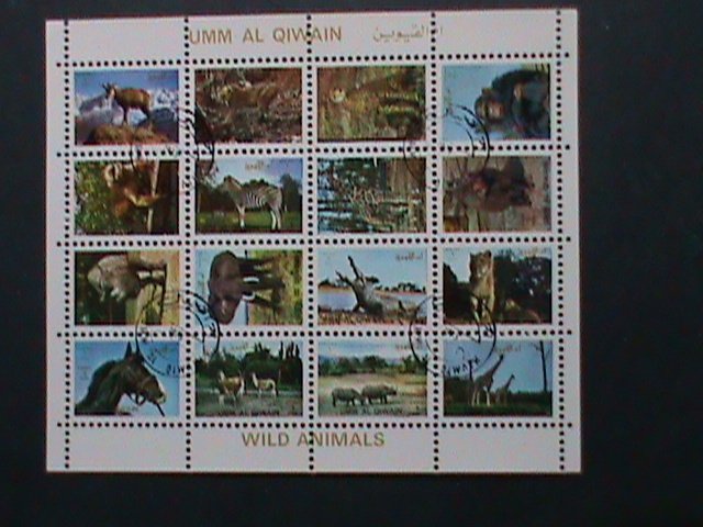 UMM AL QIWAIN- AFRICAN WILD ANIMALS CTO MINI SHEET, VERY FINE