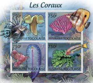 TOGO 2012 SHEET CORALS MARINE LIFE tg12104a