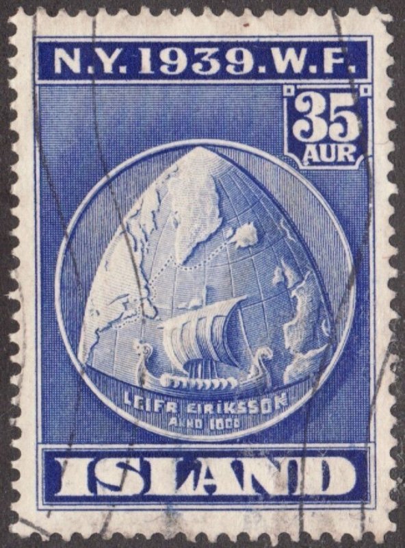 1939 Iceland Island Sc#214 - 35 Aur New York World's Fair. Used stamp Cv$9.75