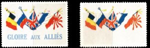 1917 WW I Great Britain Poster Stamp Glory To The Allies Set/2 With Error Stamp