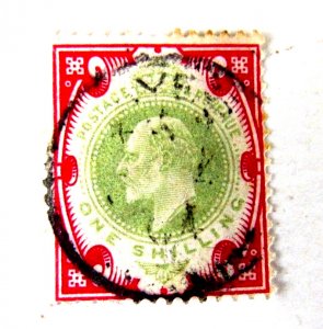Great Britain Edward VII, SON cancel,1911, Used/Fine/HR, #138, 1 shilling